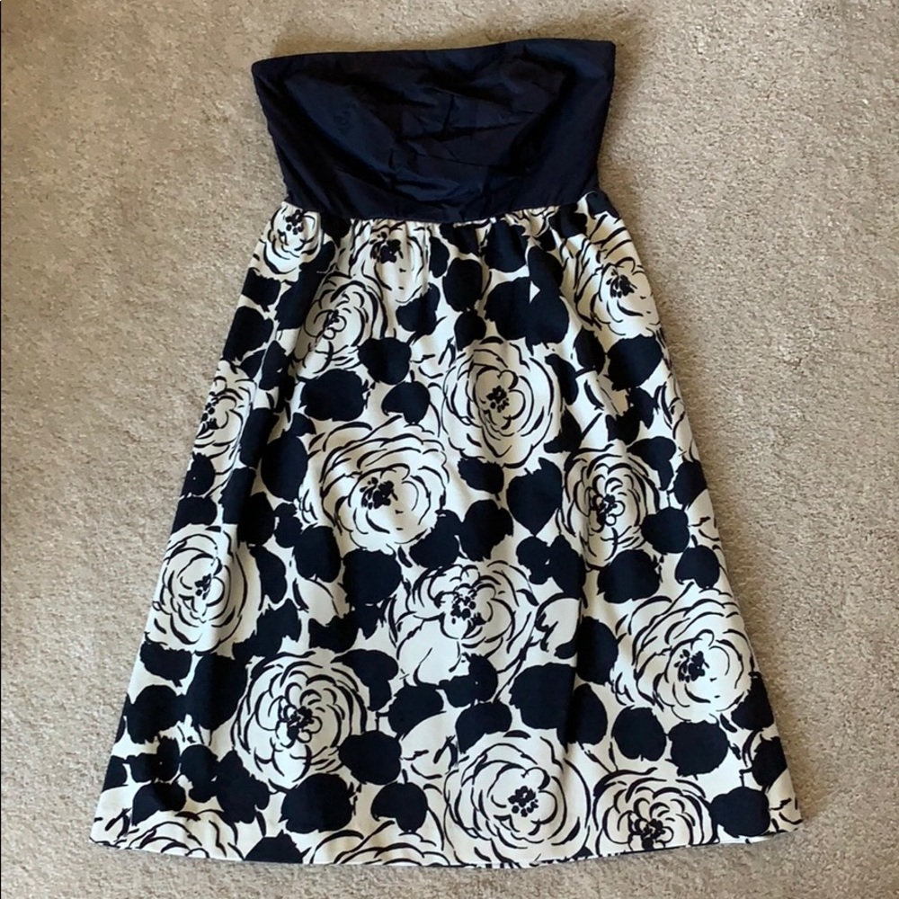 Deletta Midi Strapless Dress Navy/White Floral - S